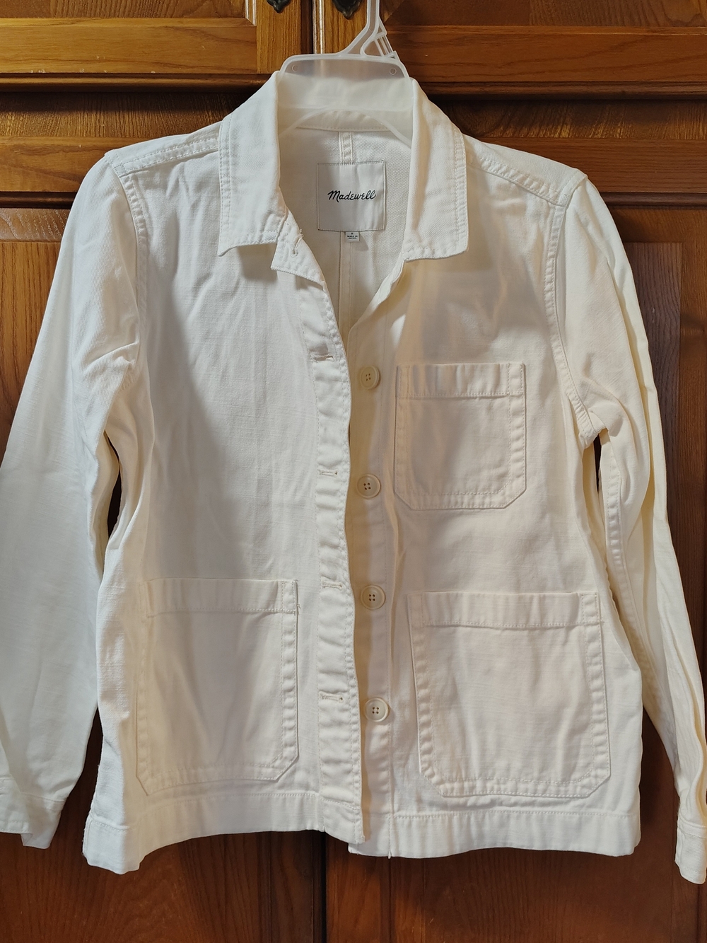 Madewell Cream Button-Front Utility Chore Jacket Three Pocket Sz S Minimalist